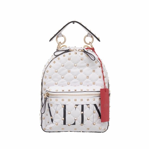 VALENTINO GARAVANI VLTN Rockstud Spike White Quilted Leather Mini Backpack