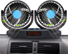 2V Car Fan, 5'' Portable Auto Cooling Fan, Adjustable Dual Head 360° Rotatable,