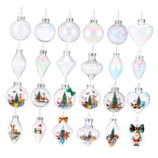 Pcs Christmas Fillable Ornaments Ball 3.15 Inch Clear Plastic 24 Iridescent