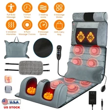 Detachable Neck & Foot Massager Full Body Vibration Massage Mat 9 Speed Modes