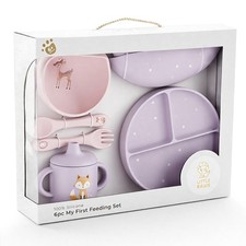 Baby Led Weaning Bundle, 100 Silicone Baby Feeding Set Includes Divided Plat...