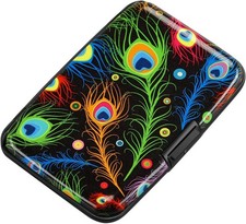 Mini RFID Aluminum Wallet Credit Cards Holder Business Card Case Feather