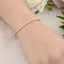 5 Ct Women's Tennis Bracelet 14k Yellow Gold Finish Round Lab-Created Diamond