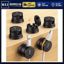 Cable Organizer 6 Pack Snap-Lock Rotatable Cord Holder for Nightstand
