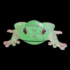 Glow In The Dark Green Handmade One Of A Kind Epoxy Frog 4 By 5 With Heart