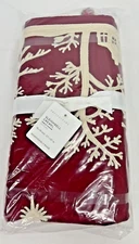 Pottery Barn Sleighbell Crewel Table Throw Christmas Santa's Sleigh & Reindeer