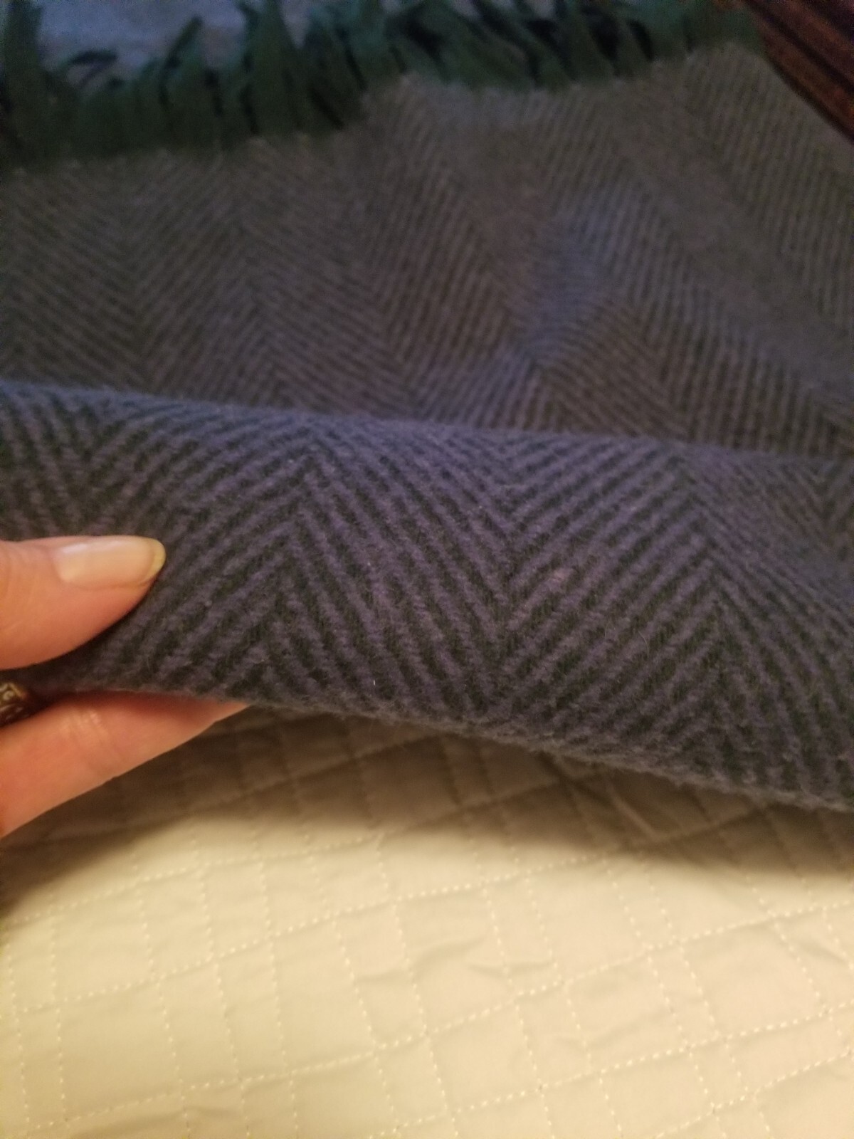 HERRINGBONE Wool blanket/Throw 64X49 Warm/Heirloom quality/Famous Maker