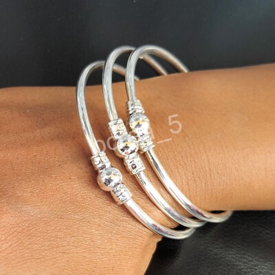 925 Sterling Silver Bangles 3 Pcs. Bangle Set Bangles for Women