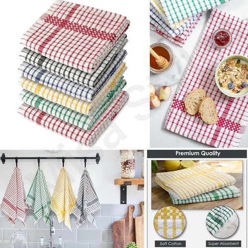 CONFEZIONE DA 12 ASCIUGAMANI DA TÈ 100% COTONE PIATTO SPUGNA Cloths pulizia cucina asciugatura - Foto 2 di 14