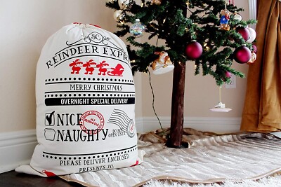 NEW Big Canvas Santa Gift Sack Christmas Canvas Santa Gift Bag Personalize 19x27