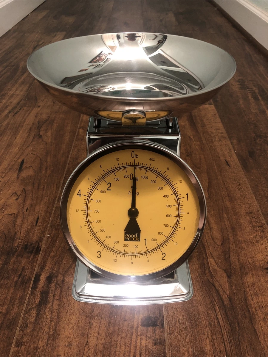 Vintage Good Cook Kitchen Scale Chrome 5 Lbs Yellow Cream Color Farmhouse  Kitchen Decor 