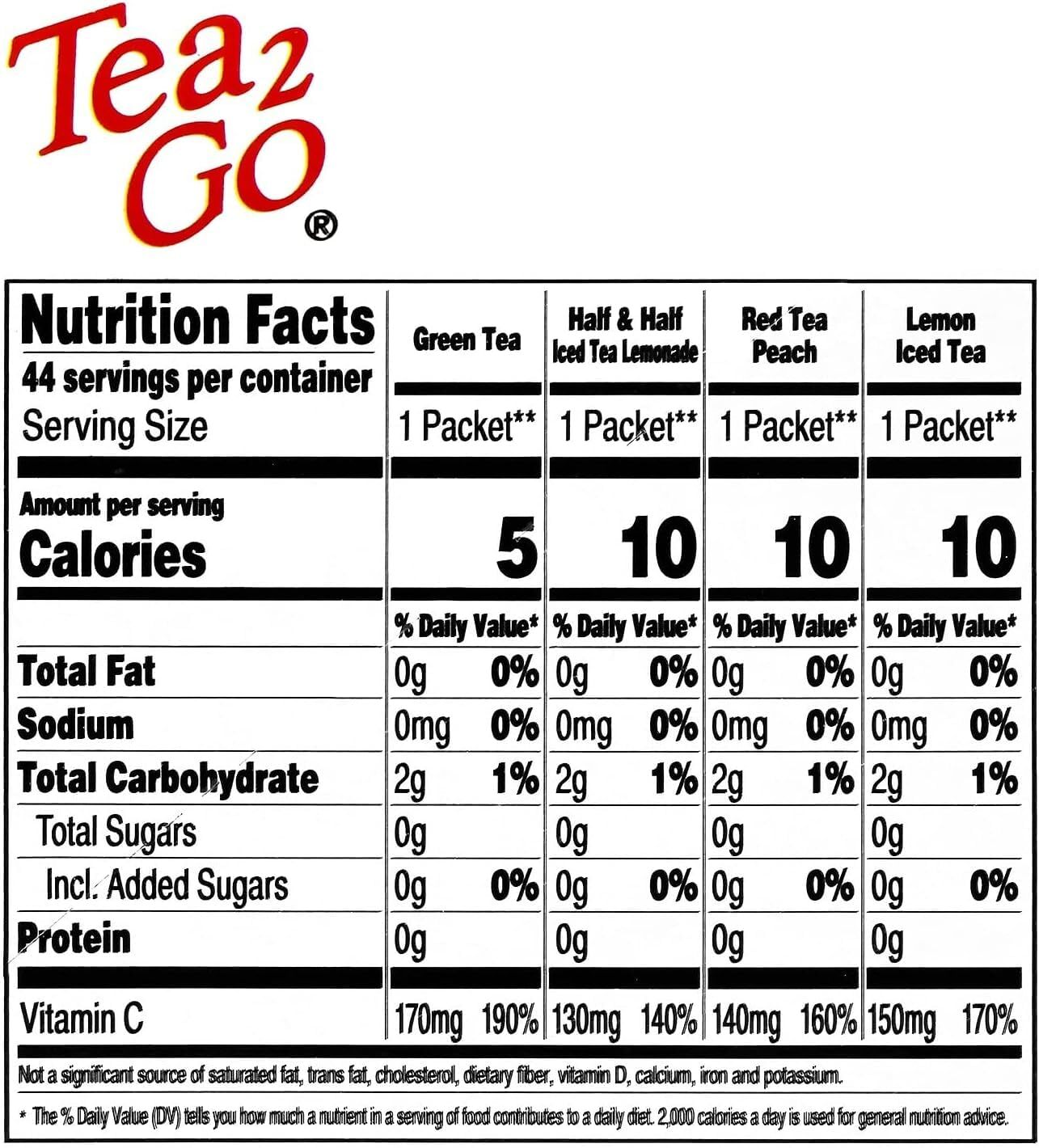 4C Powder Drink Mix Packets Iced Tea Variety 1 Pack 44 Count Singles Stix On ...