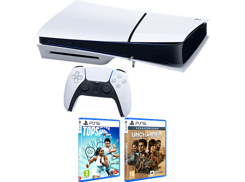 Consola Sony PlayStation 5 Slim Standard, 1TBSSD, 1 mando+Uncharted+TopSpin 2K25