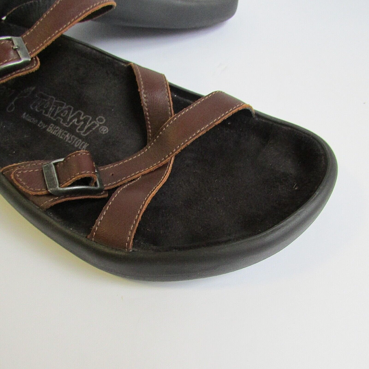 Birkenstock Unisex Tatami brown leather slide comfort  display picture 2