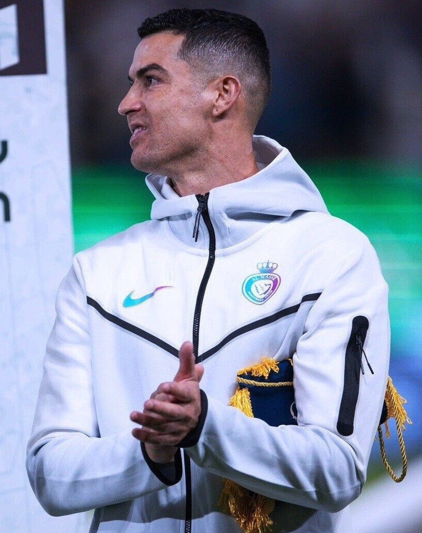 Al-Nassr FC Ronaldo Tracksuit White Hoodie Joggers Set Mens S M L XL