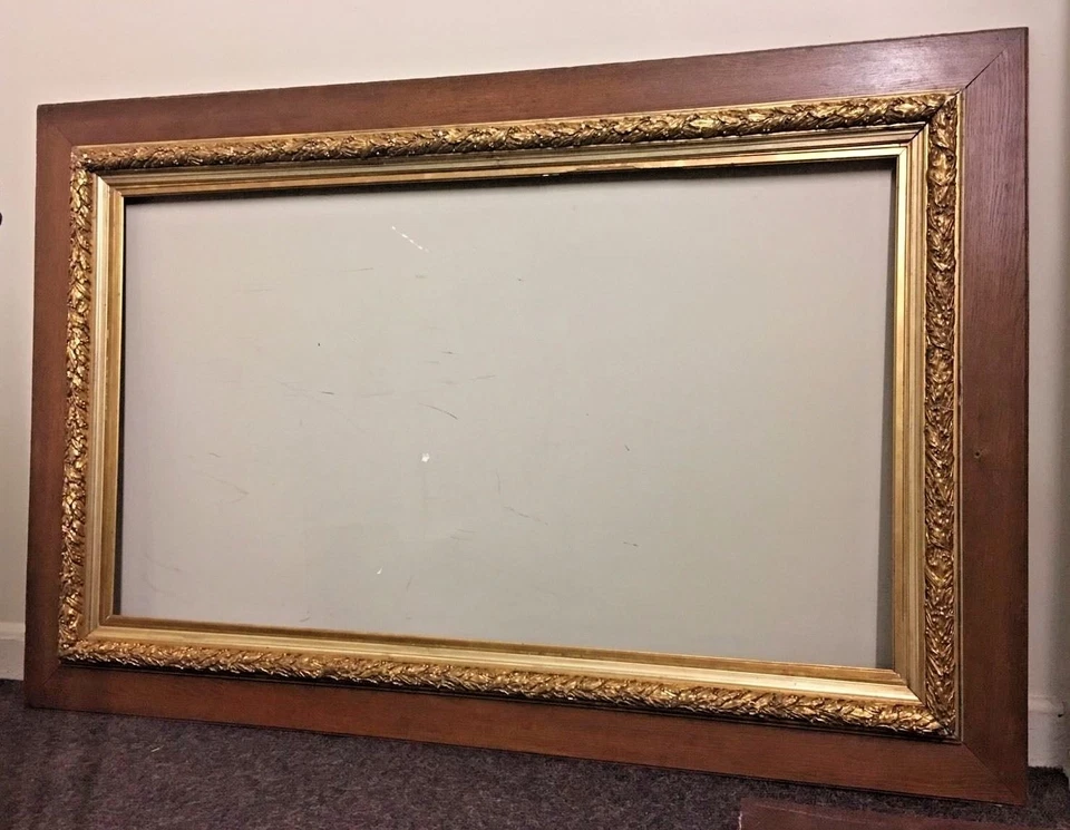 ОЧЕНЬ БОЛЬШАЯ 73 «X 48» антикварная рама 19-го века французское красное дерево позолота Gesso лавровые листья - Изображение 2 из 4