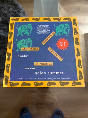 RAINDANCE INDIAN SUMMER RAVE FLYER AUGUST 1991 GT DALBY AIRFIELD MELTON MOWBRAY