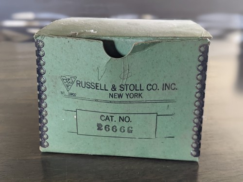 NOS ANTIQUE RUSSELL & STOLL NY Solid Brass 2 Sided Receptacle Outlet Floor 2666G - Picture 13 of 18