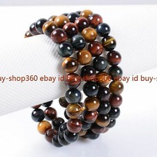 4Pcs 6/8/10/12mm Multicolor Tiger's Eye Gemstone Beads Stretch Bracelet 7.5" AAA