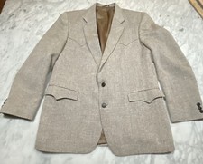 Vintage Western Tweed Jacket Mens 46L Circle S Dallas Texas Confetti Made USA