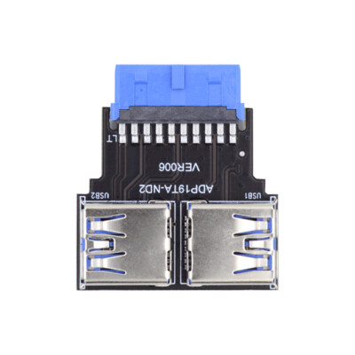 CY Horizontal Type Dual USB to Motherboard 20/19 Pin Box Header Slot  Adapter