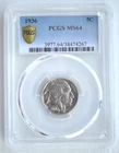 1936 Buffalo Nickel 5C MS64 PCGS More Recent Blue Label