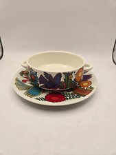 VILLEROY  BOCH ACAPULCO HANDLED SOUP BOWL W UNDER DISH