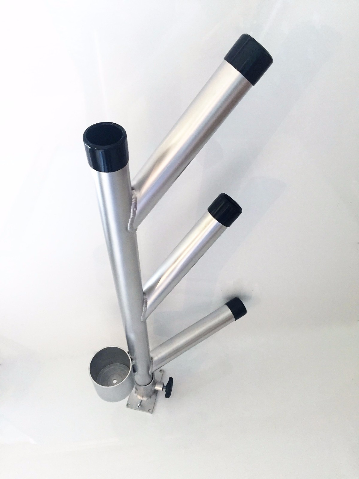 Triple Fixed Dipsy Rod Holder Tree with CUP HOLDER. Aluminum fishing