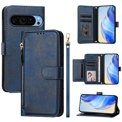 Zipper Wallet Leather Flip Cover For Google Pixel 8 Pro 7A 9 Pro Phone Case
