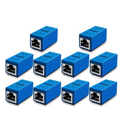 Blue Ethernet Cable Extender 10 Pack RJ45 Coupler Female to Female Connector
