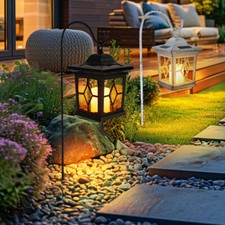 Solaire LED Lanterne Jardin Fiche Lampe Campagne Pointe Effet Feu Extérieur