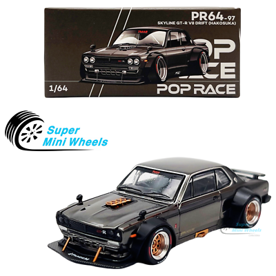 Pop Race 1:64 Nissan GT-R V8 Drift HAKOSUKA Dark Chrome PR64-97 | eBay