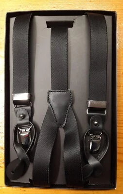 Bretel de cérémonie noir brillant avec chevaux en cuir 25 mm-100 % Made in Italy - Photo 1/4