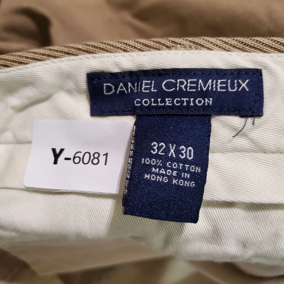 Pantalones DE COLECCIÓN Daniel Cremieux Hombre 32x30 Caqui Chino Rayas Bolsillos Rectos Foto 2 de 4