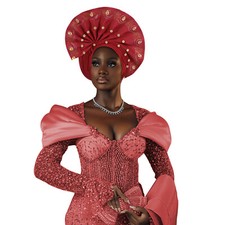 Aso Oke African Headtie Auto Gele Women Head Wrap Caps Wedding Party Nigerian