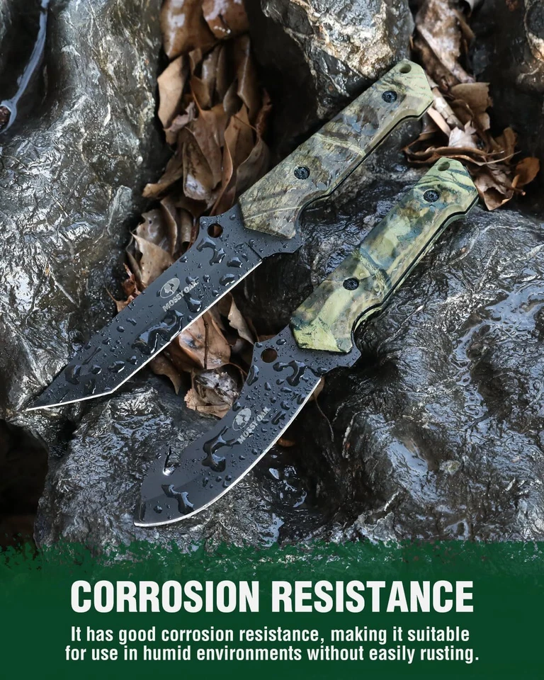 Mossy Oak 2PACK Fixed Blade Hunting Knife Set Full Tang Gut Hook Blades W/Sheath - Image 4 of 4