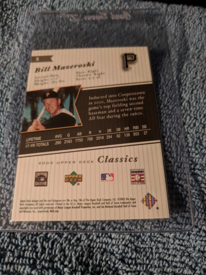 2005 (PIRATES) Upper Deck Classics Silver #5 Bill Mazeroski 38/399 - Image 2 of 2