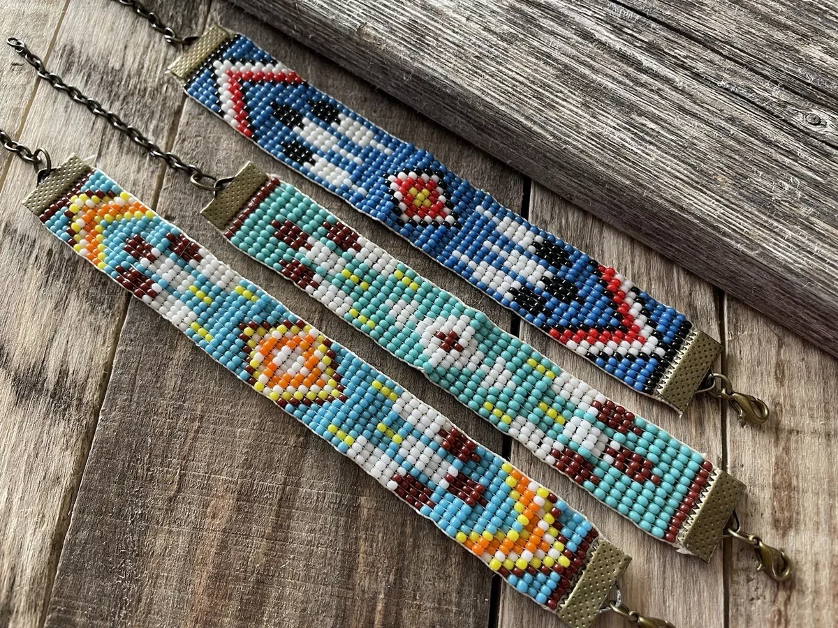 Beaded Seed Bead Bracelet in Multicolor Southwestern Design, Handcrafted