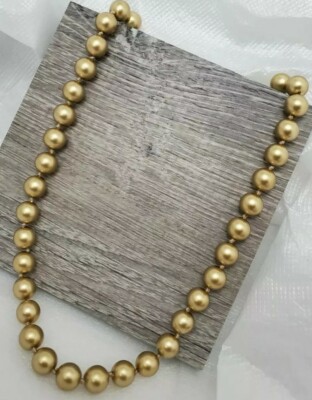 Vintage Carolee Signed Hand-Knot Gold Tone Metal Single Strand