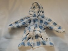 Hudson Baby Plush Bathrobe, Blue Plaid, 0-9 Months B9