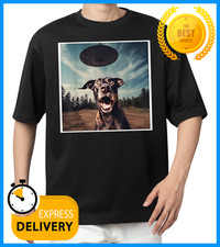 Dog Selfie with UFOs Funny T-Shirt