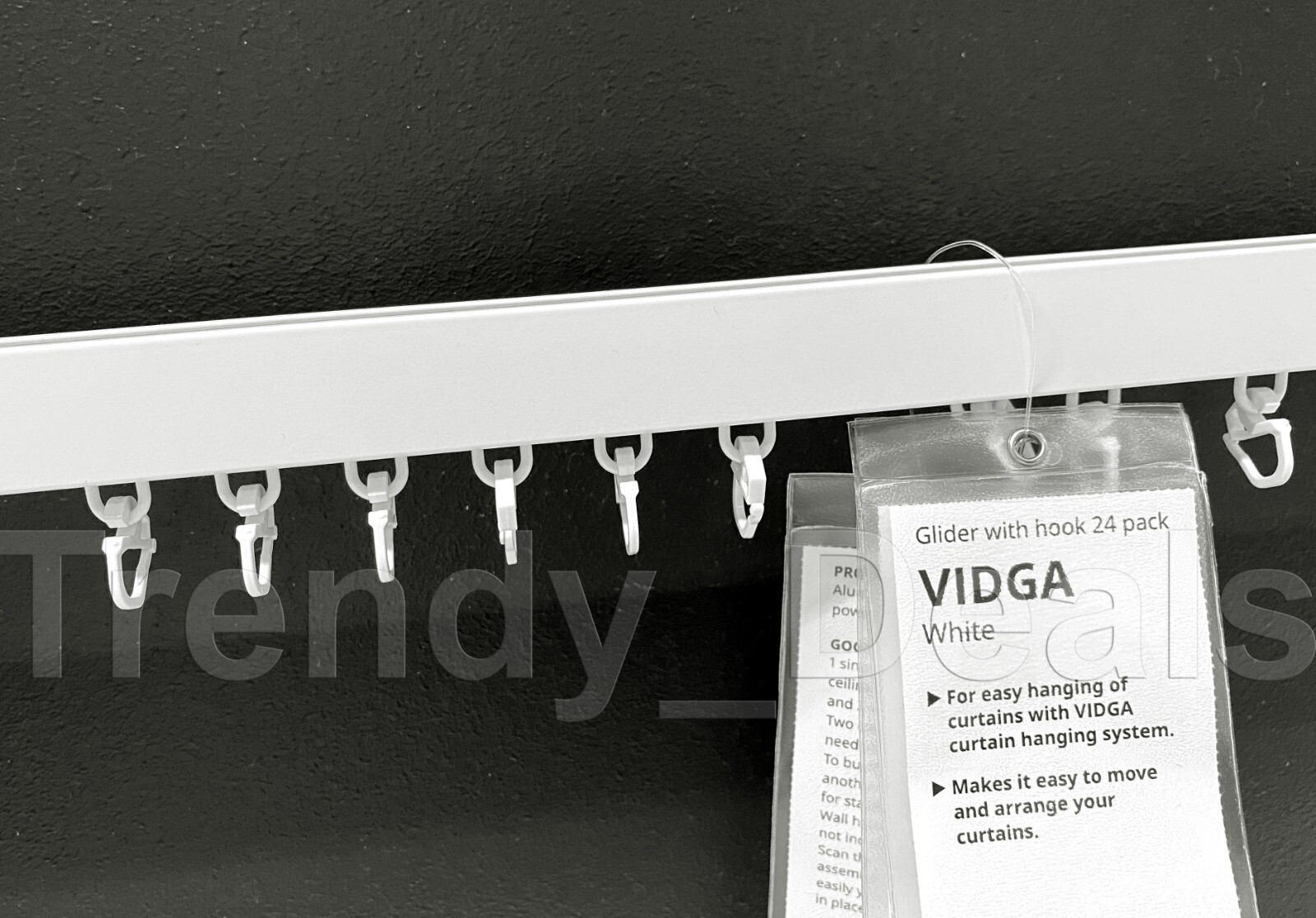 Pack of 24 Ikea VIDGA Glider with Hook Plastic Curtain Hardware 204.