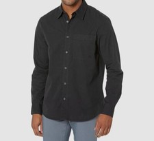 Calvin Klein Men's Black Logo Garment Dyed Chest Pocket Button-Up Shirt Size M