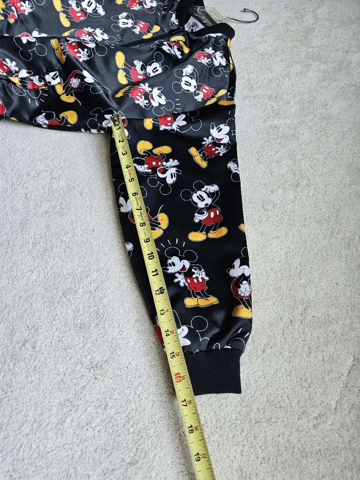 Disney Mickey & Co Bomber Jacket XS Mickey Mouse Print Black Oversized Zippered