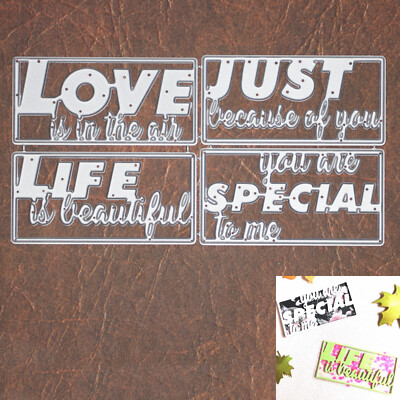 Framed Sentiments Phrases Cutting Dies   Love is in the Air, Life is Beautiful +
