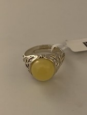 Butterscotch Amber Ring sterling silver. Size 6.5 A.496