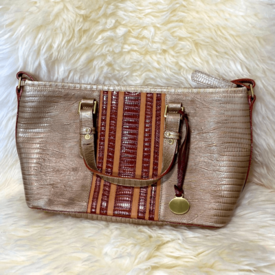 BRAHMIN MINI ASHER in CABANA VINEYARD Cream Brown GENUINE