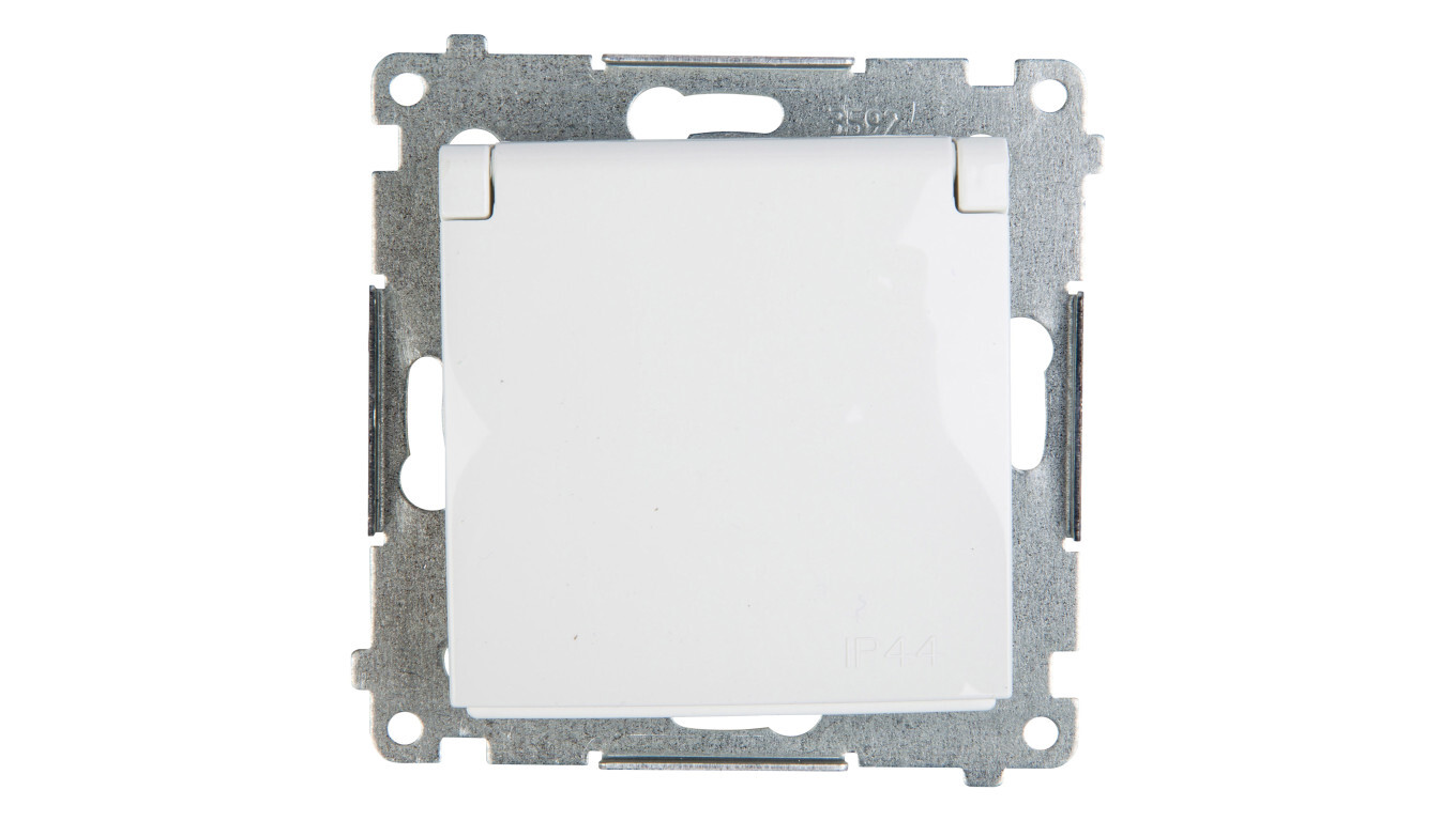 Simon 54 Single socket w / u 16A IP44 with a shutter with a flap white DG /T2UK