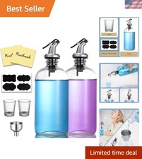 Elegant 16oz Round Glass Mouthwash Dispenser - Complete 2-Pack with Accessories