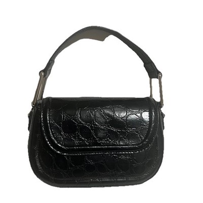 Zara Black Crock Print Handbag Purse Bolsa De Mano